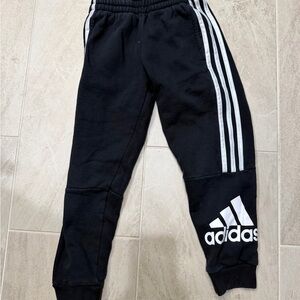 Adidas Kids Black Sweatpants with White Stripes
